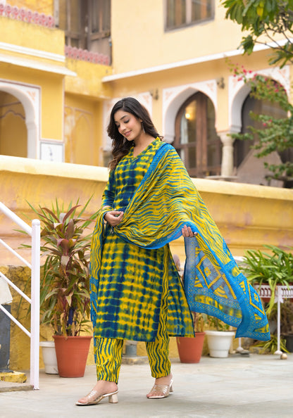 Women Shiburi Printed Straight Kurta and Pant Set With Dupatta