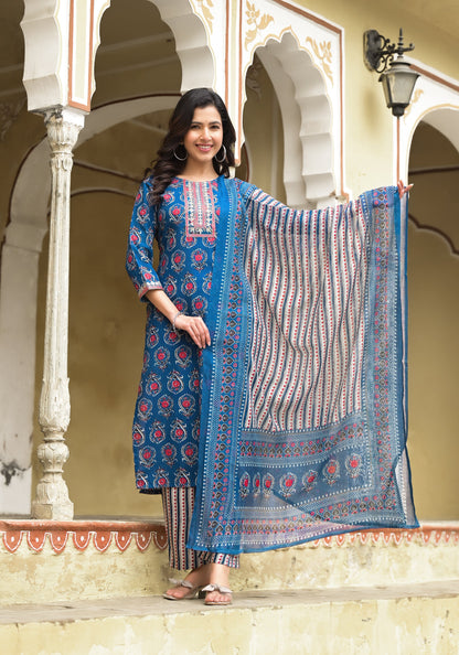 Closet Women Printed Kurta and Pant Set With Dupatta